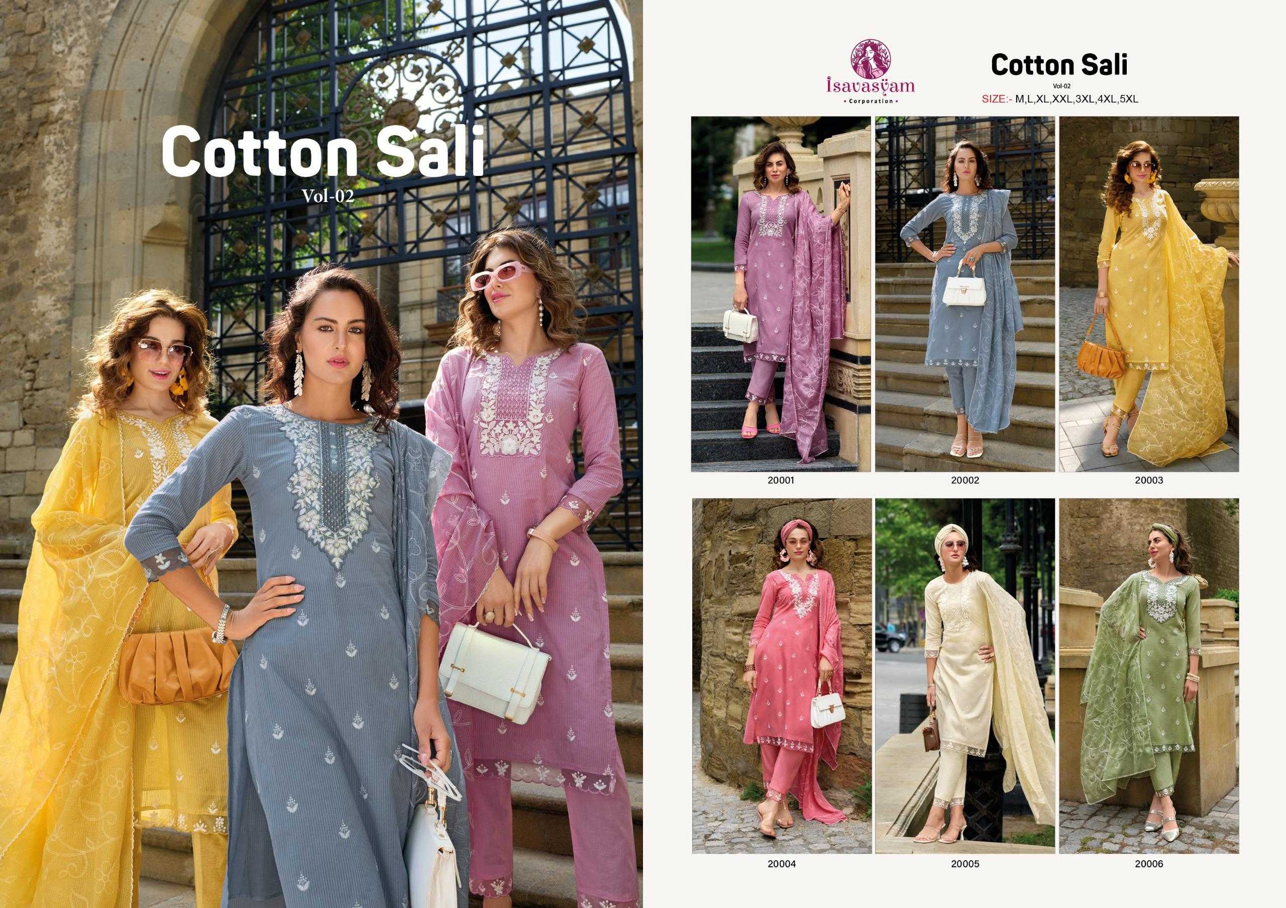 isavasyam cotton sali vol 2 lucknowi work handwok design full stitch big size kurti pant dupatta 