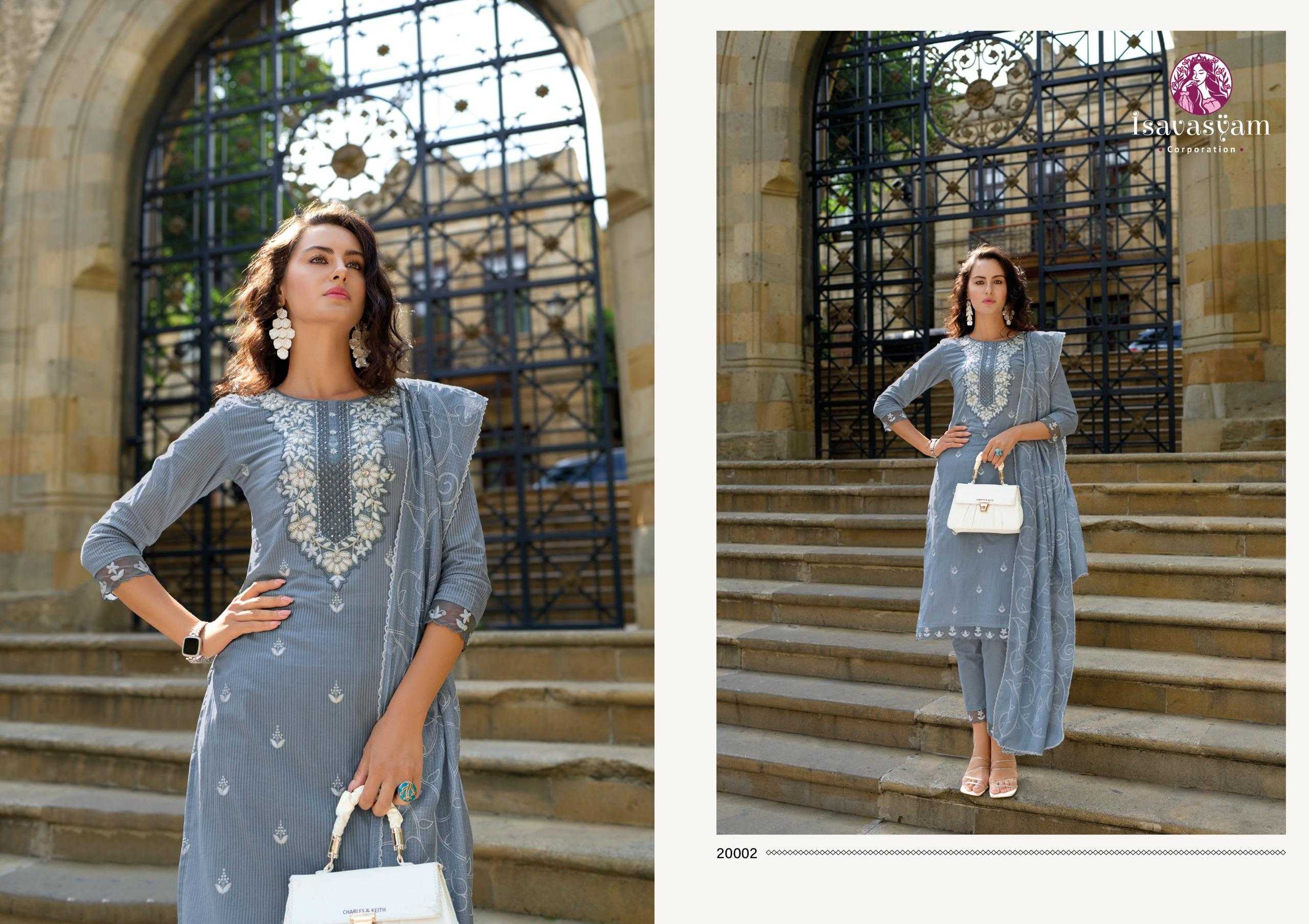 isavasyam cotton sali vol 2 lucknowi work handwok design full stitch big size kurti pant dupatta 