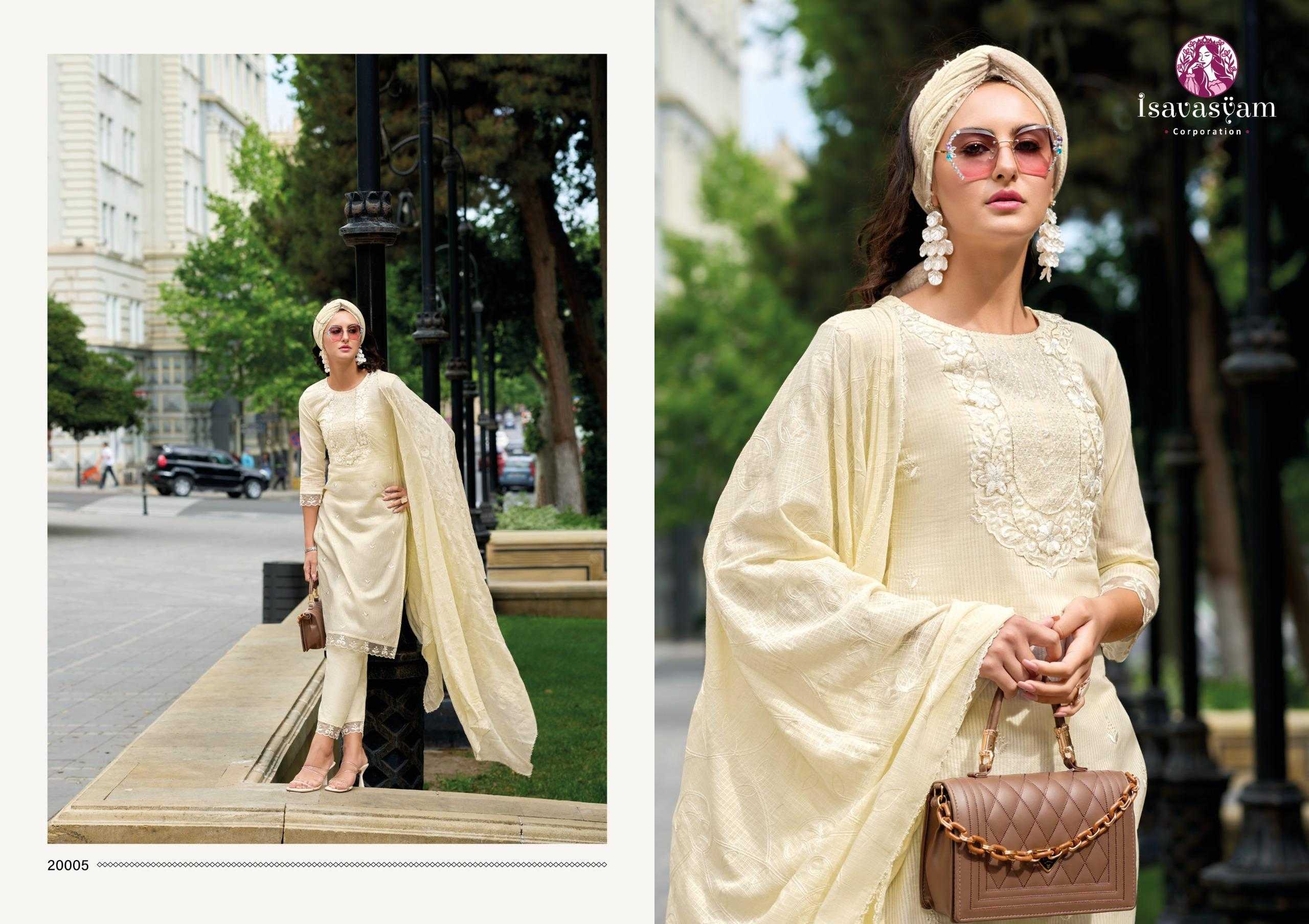 isavasyam cotton sali vol 2 lucknowi work handwok design full stitch big size kurti pant dupatta 