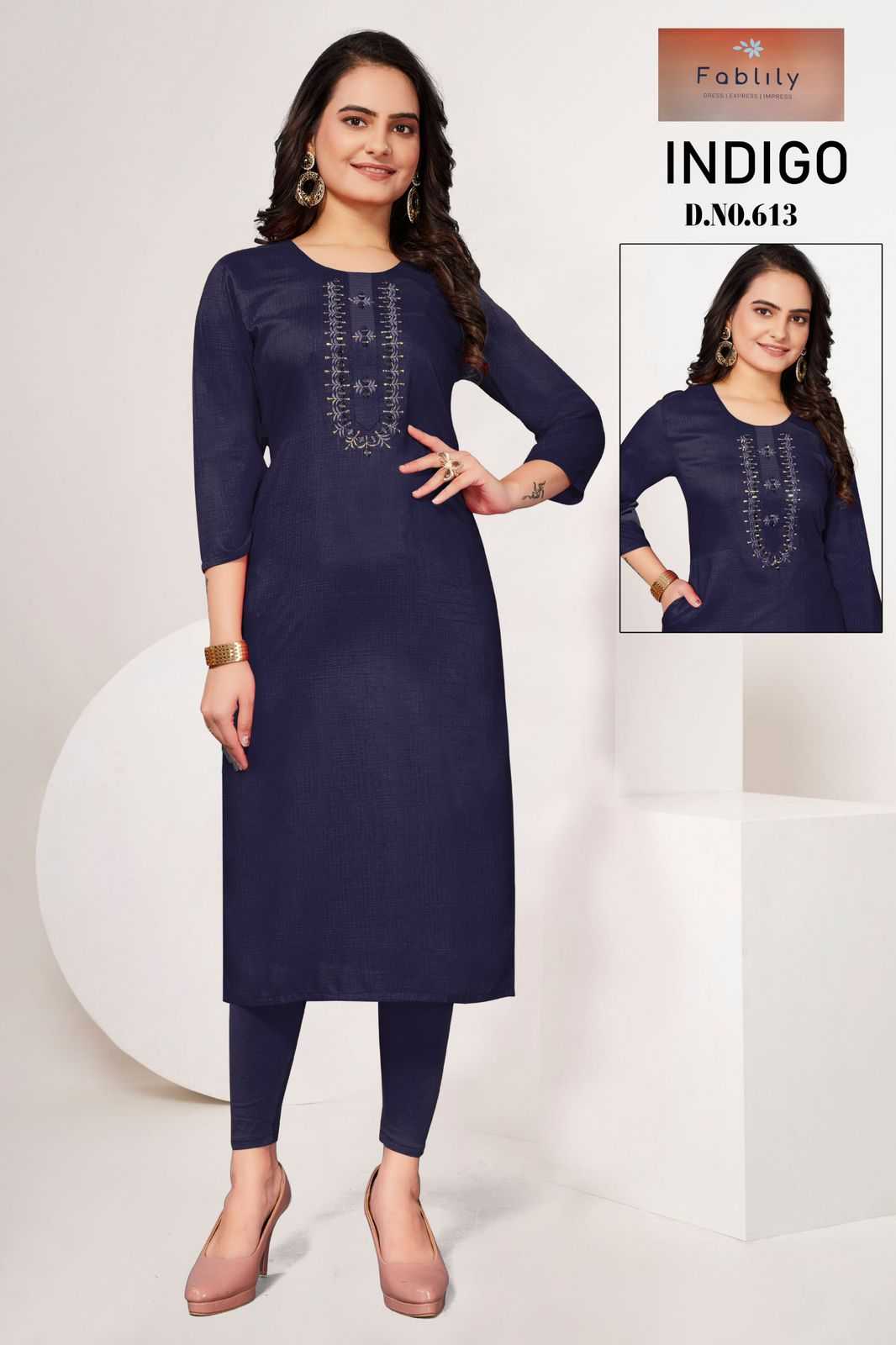 fablily by indigo launch fancy handwork neck with ethnic design big size readymade kurti 