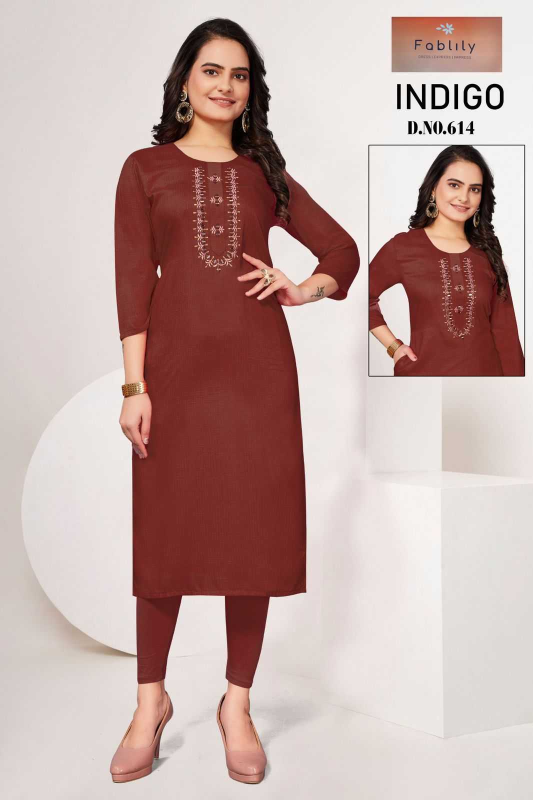 fablily by indigo launch fancy handwork neck with ethnic design big size readymade kurti 