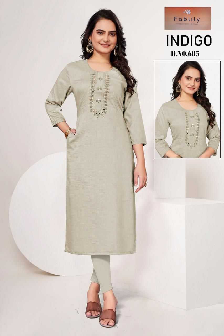 fablily by indigo launch fancy handwork neck with ethnic design big size readymade kurti 