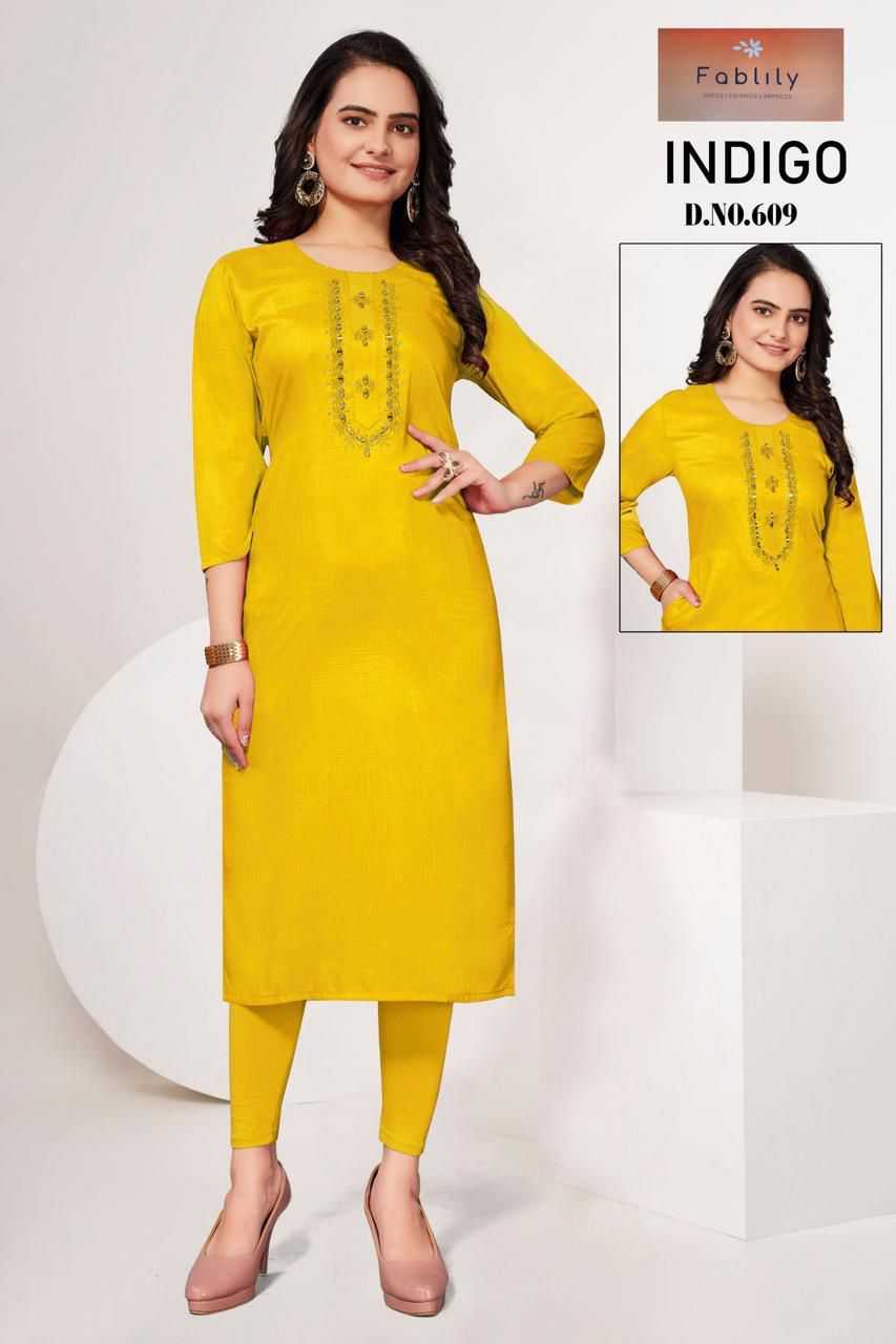 fablily by indigo launch fancy handwork neck with ethnic design big size readymade kurti 