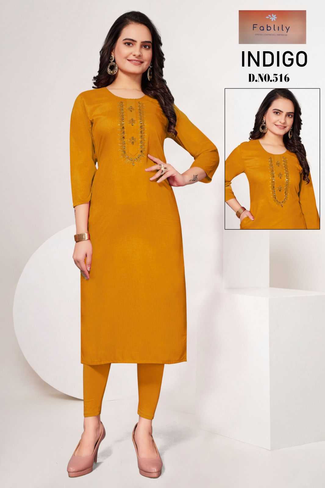 fablily by indigo launch fancy handwork neck with ethnic design big size readymade kurti 
