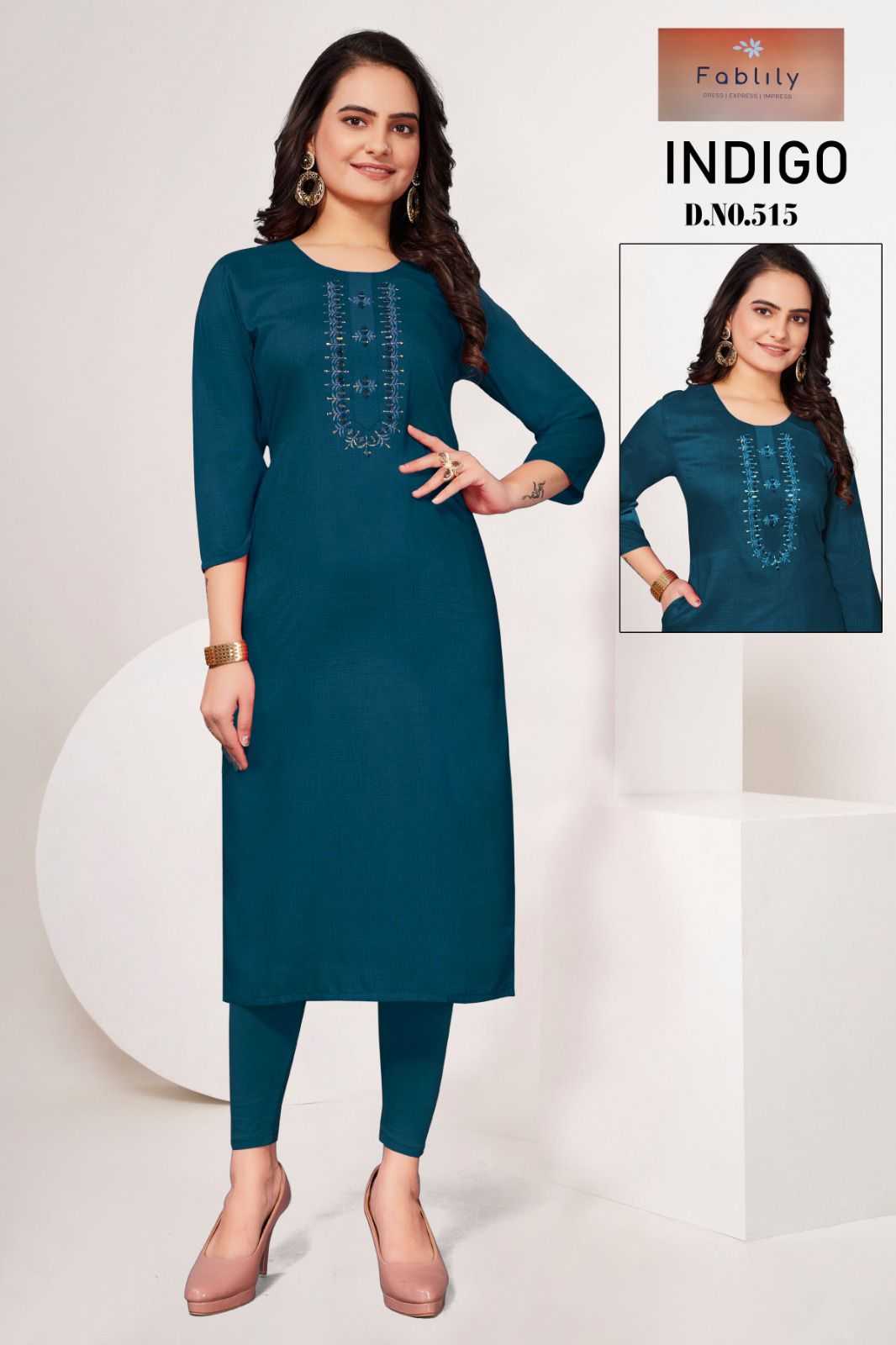 fablily by indigo launch fancy handwork neck with ethnic design big size readymade kurti 