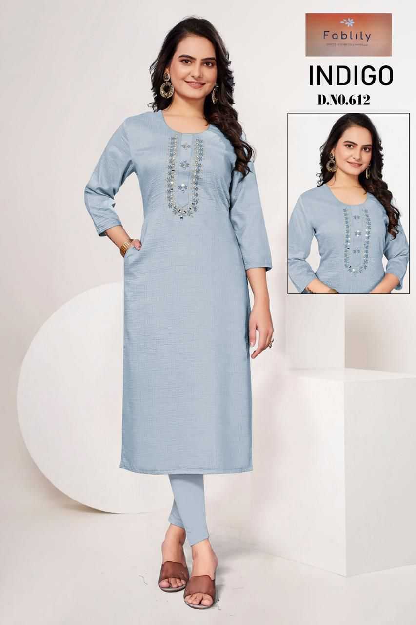 fablily by indigo launch fancy handwork neck with ethnic design big size readymade kurti 