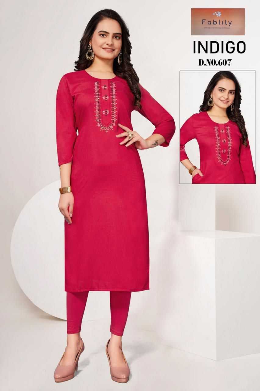fablily by indigo launch fancy handwork neck with ethnic design big size readymade kurti 