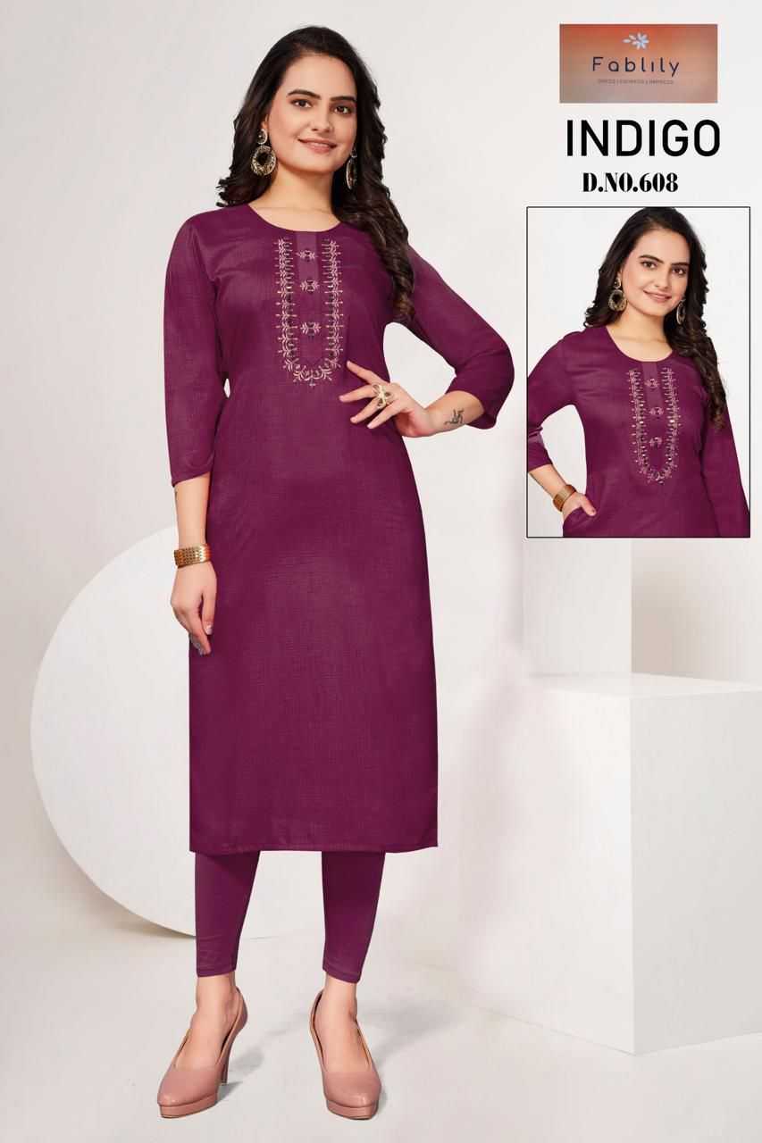 fablily by indigo launch fancy handwork neck with ethnic design big size readymade kurti 