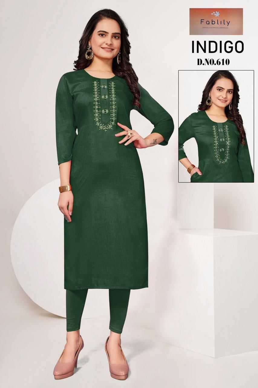 fablily by indigo launch fancy handwork neck with ethnic design big size readymade kurti 