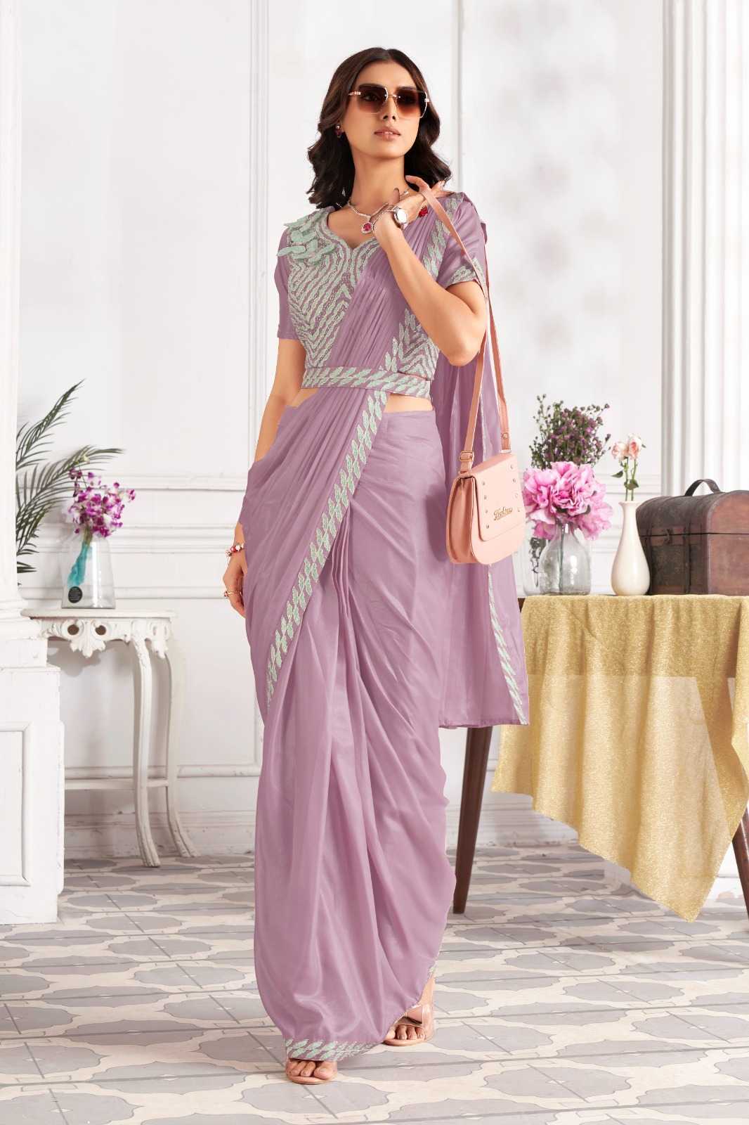 minutes by jivora exclusive design embroidery work traditional wear classy look drape saree