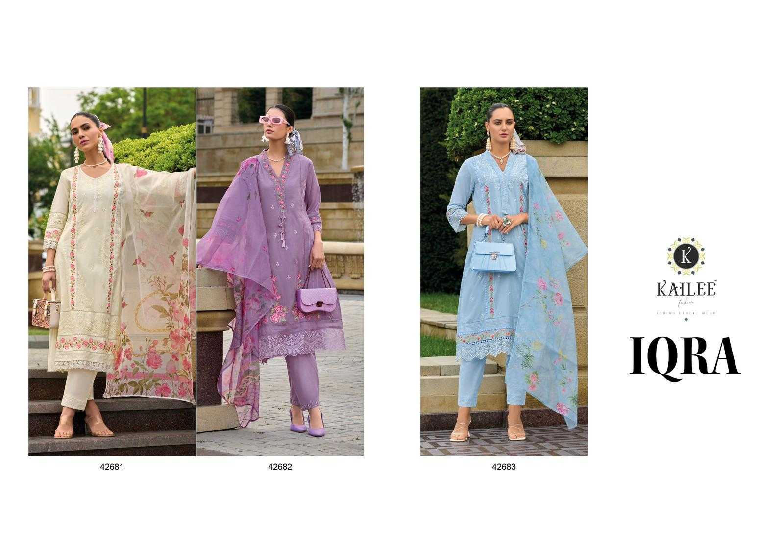 iqra by kailee fashion a line style exclusive design cotton hand work big size readymade salwar kameez 
