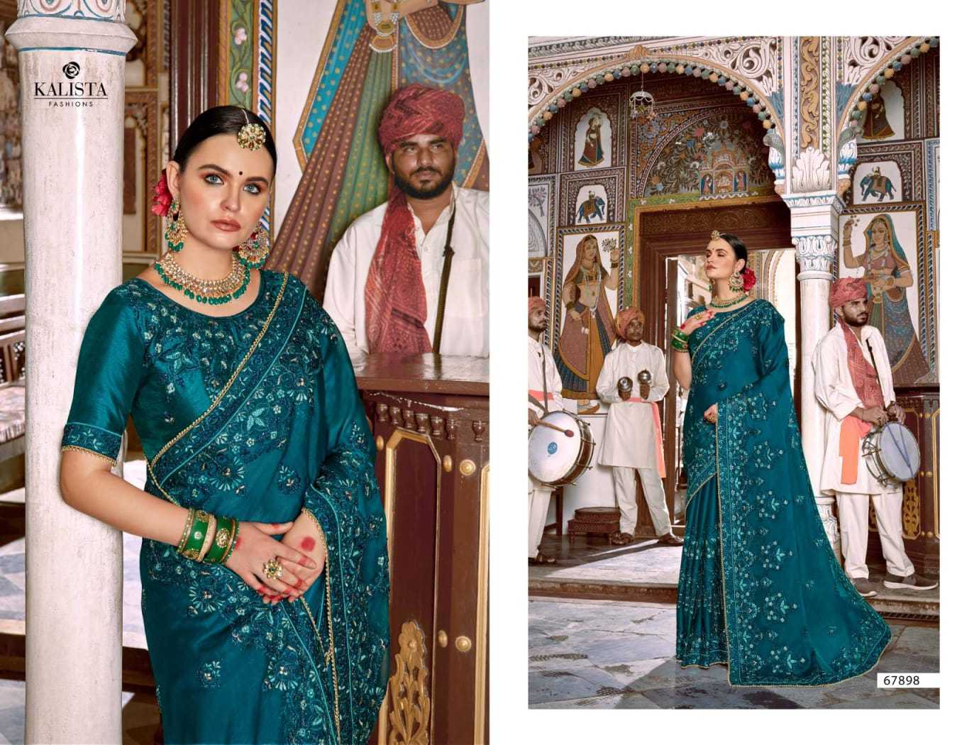 mallika gold vol 4 by kalista 67893-67898 series party wear chiffon hit design saree exports