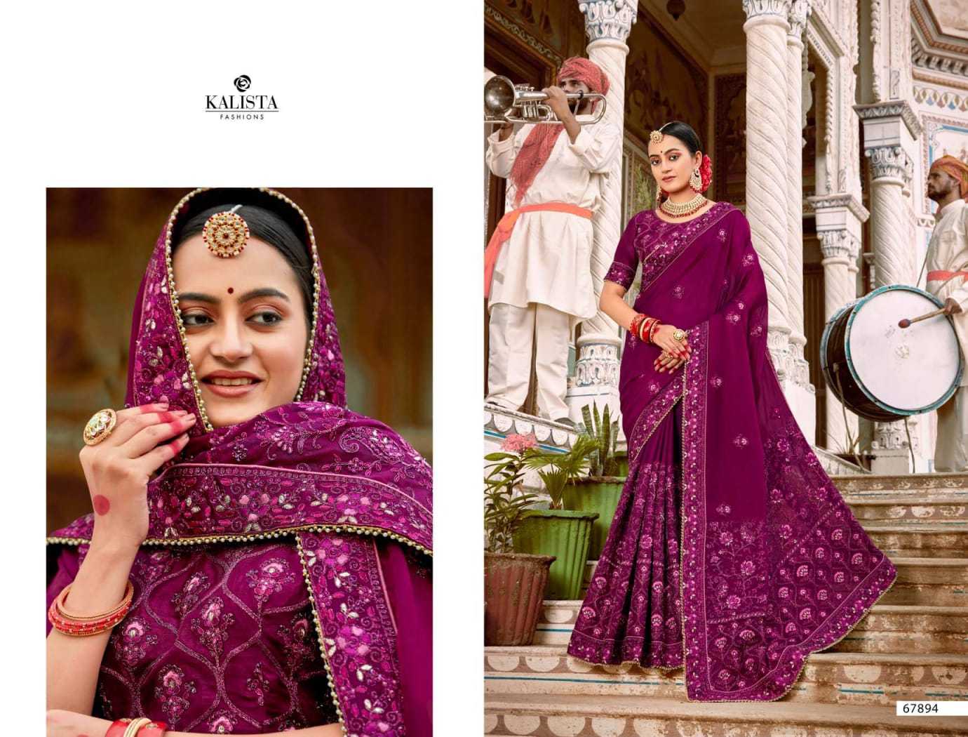 mallika gold vol 4 by kalista 67893-67898 series party wear chiffon hit design saree exports