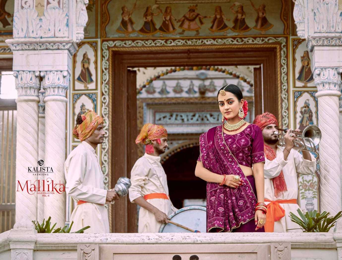 mallika gold vol 4 by kalista 67893-67898 series party wear chiffon hit design saree exports