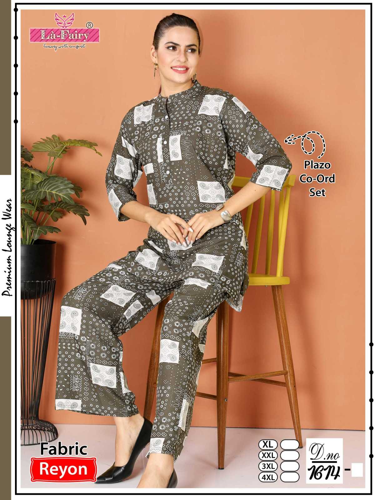 la fairy 1614 fancy casual look readymade big size palazzo co-ord set collection