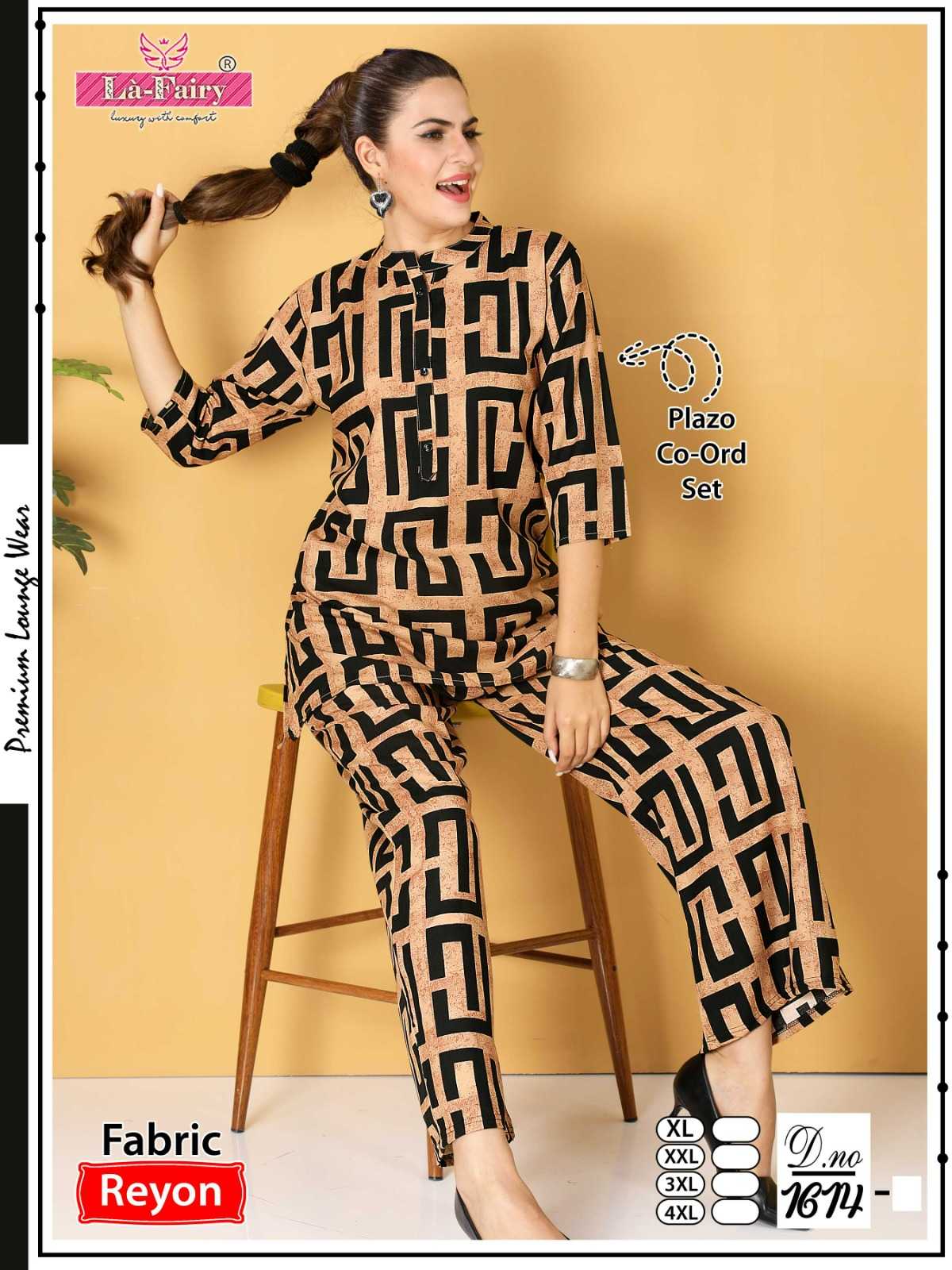 la fairy 1614 fancy casual look readymade big size palazzo co-ord set collection
