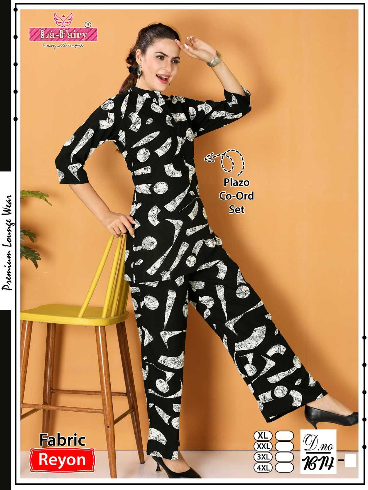 la fairy 1614 fancy casual look readymade big size palazzo co-ord set collection