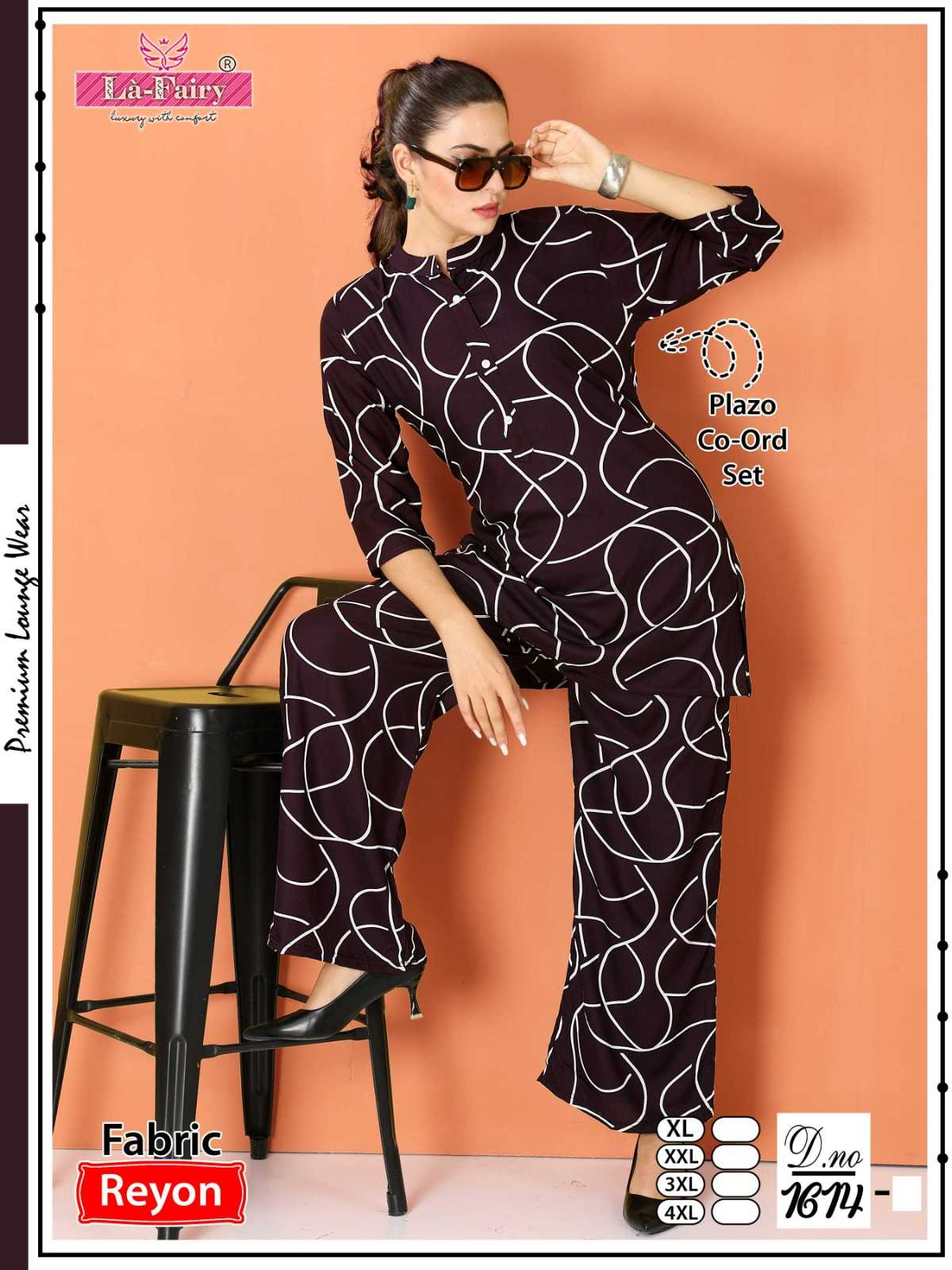 la fairy 1614 fancy casual look readymade big size palazzo co-ord set collection