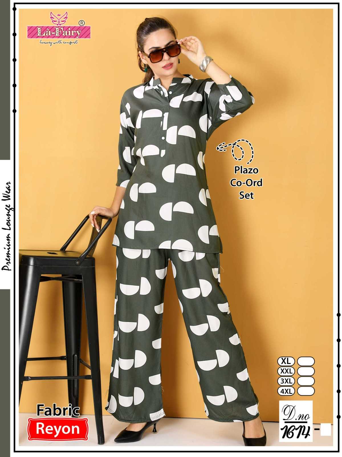 la fairy 1614 fancy casual look readymade big size palazzo co-ord set collection