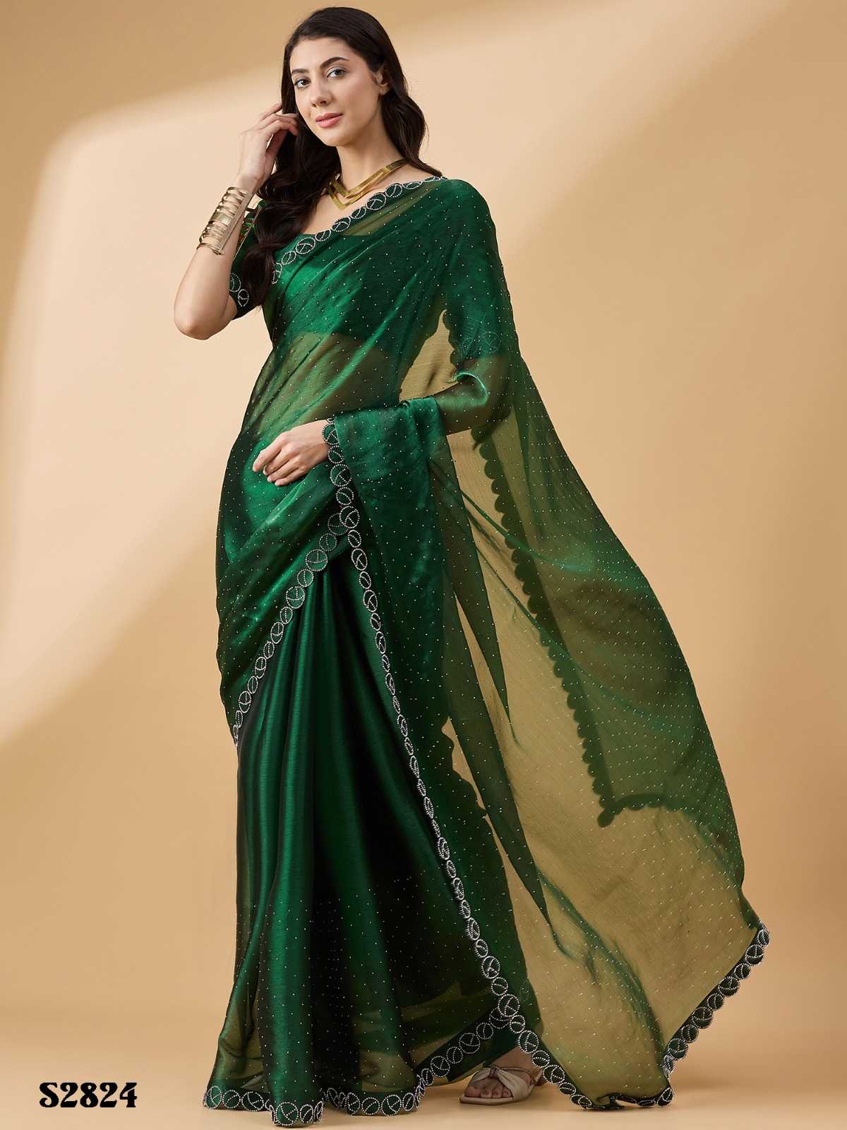 radha by mahotsav fancy stone & swaroski work new trendy organza designer saree 