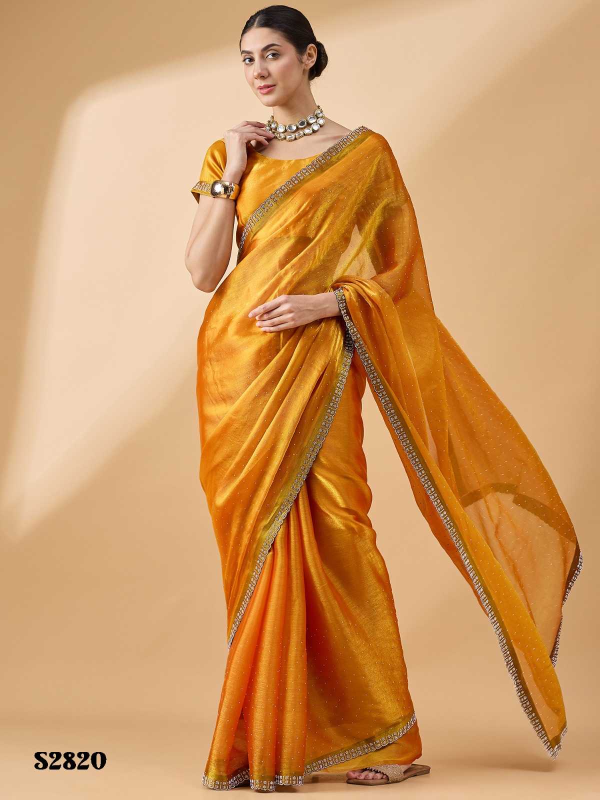 radha by mahotsav fancy stone & swaroski work new trendy organza designer saree 