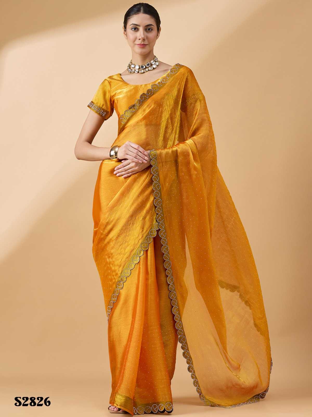 radha by mahotsav fancy stone & swaroski work new trendy organza designer saree 