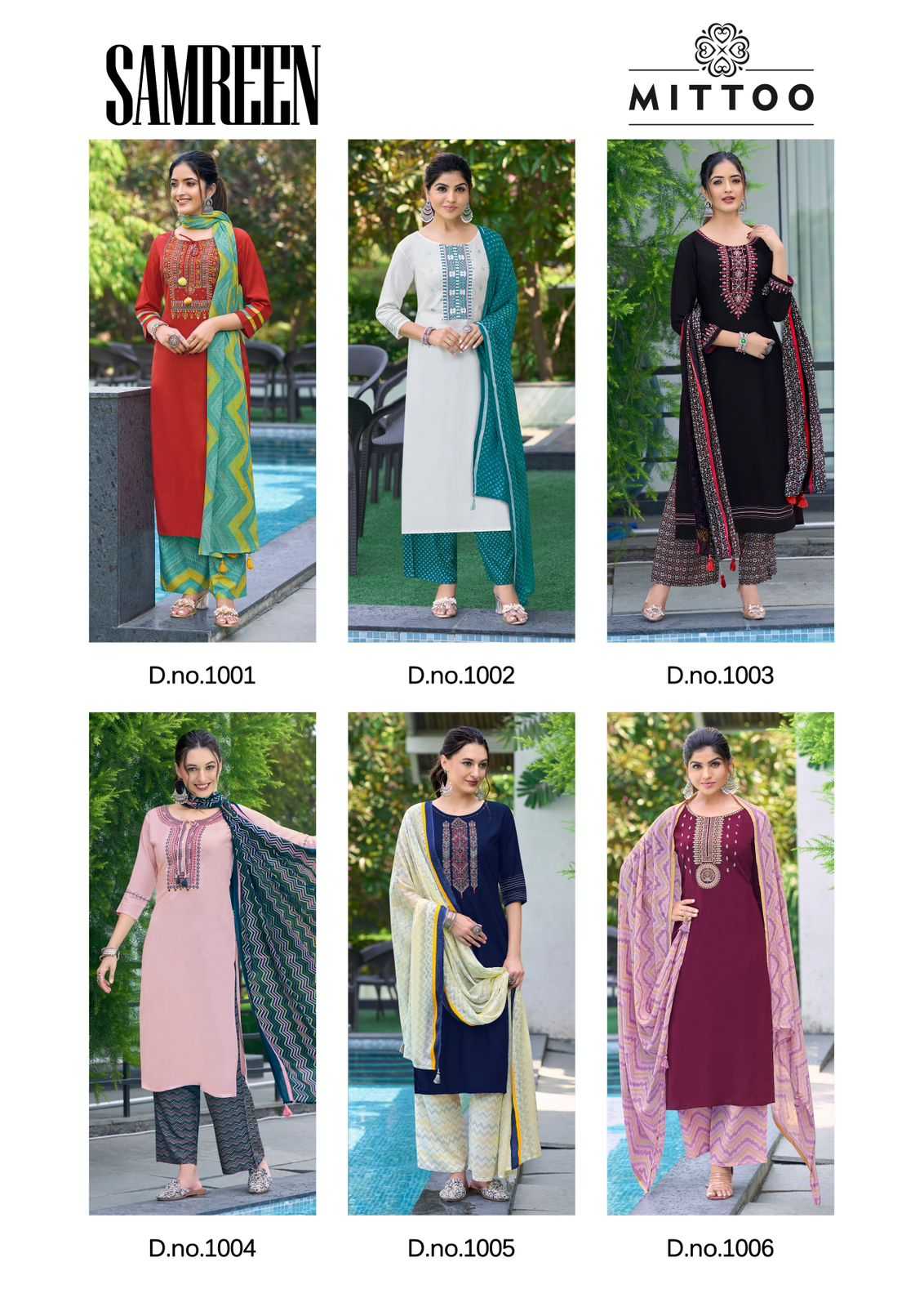 samreen by mittoo heavy rayon thread & handwork full stitch big size top pant dupatta exports