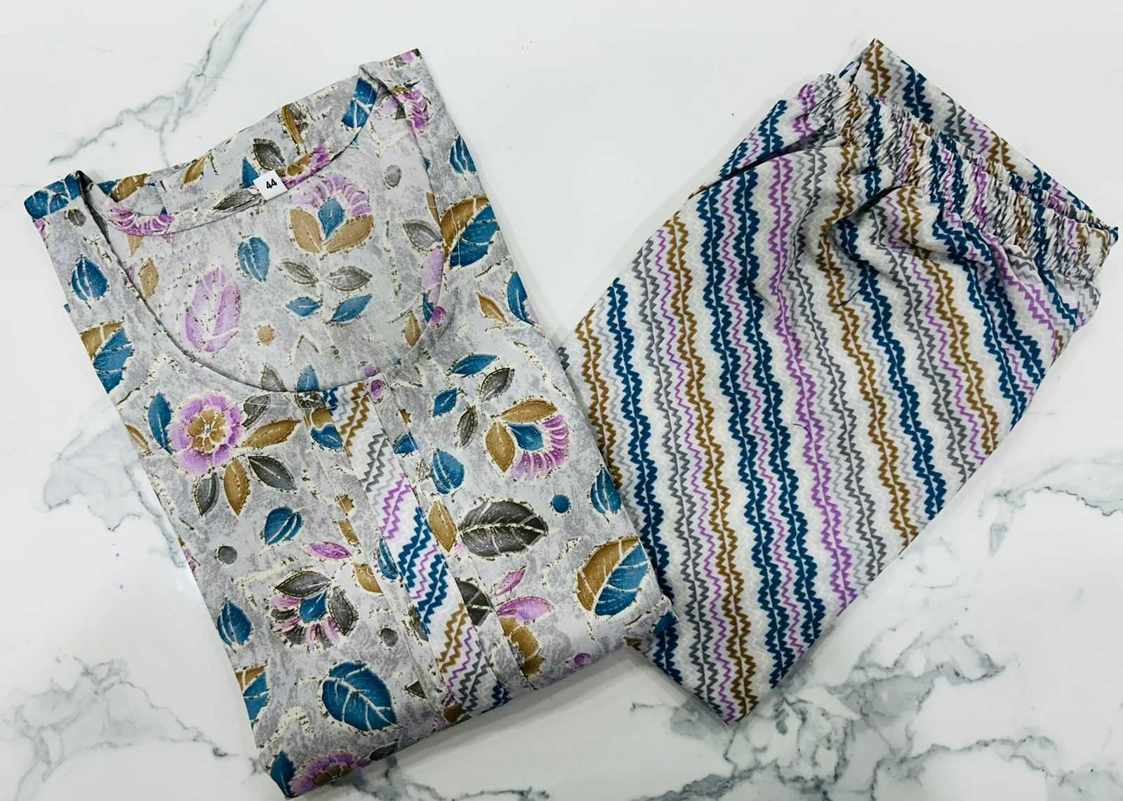 pr heritage slub fancy cotton readymade stylish regular wear big size kurti pant exports