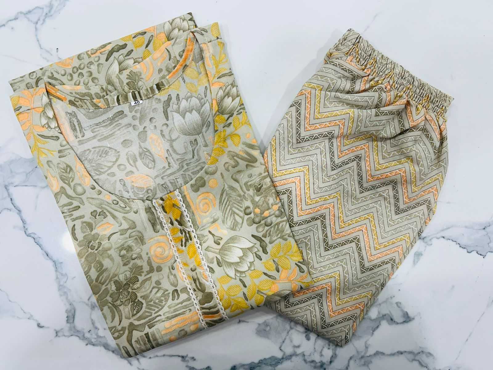 pr heritage slub fancy cotton readymade stylish regular wear big size kurti pant exports