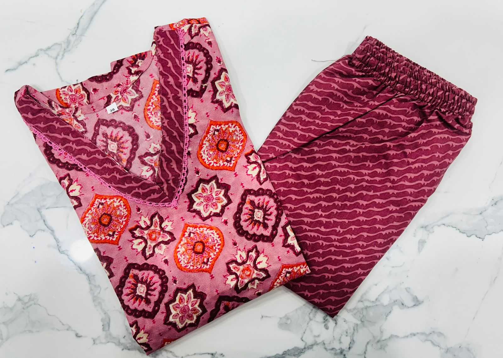 pr heritage slub fancy cotton readymade stylish regular wear big size kurti pant exports