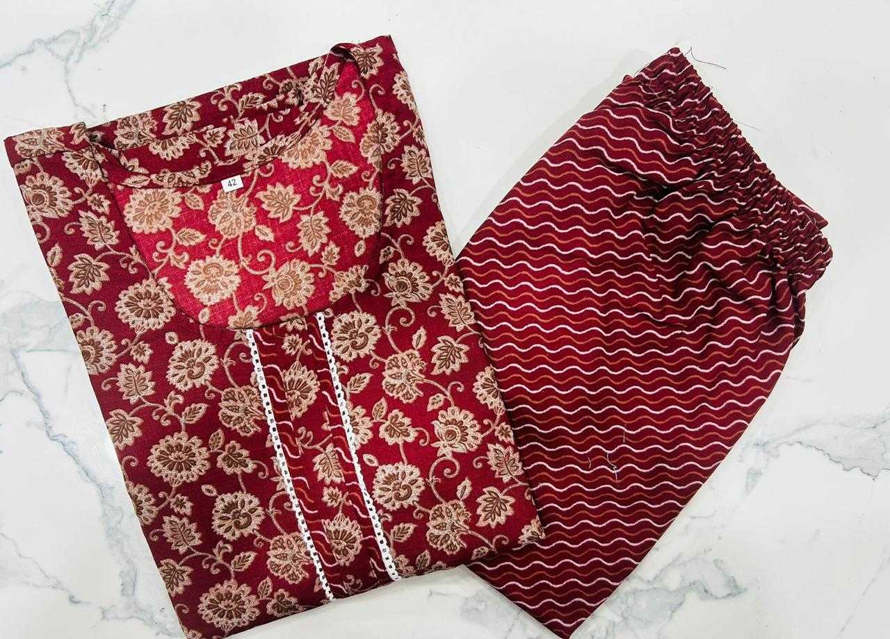 pr heritage slub fancy cotton readymade stylish regular wear big size kurti pant exports