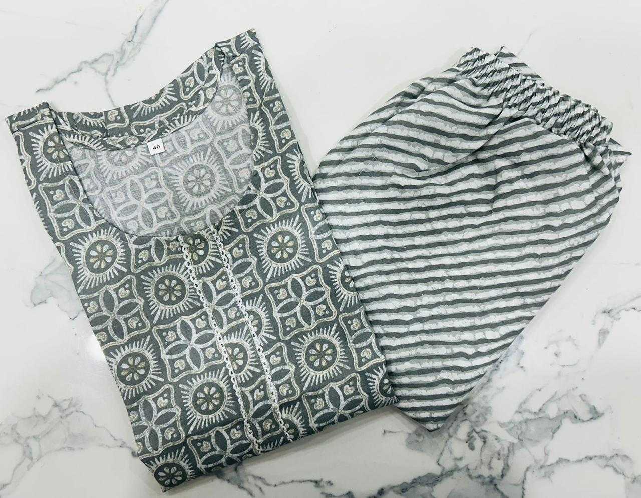 pr heritage slub fancy cotton readymade stylish regular wear big size kurti pant exports