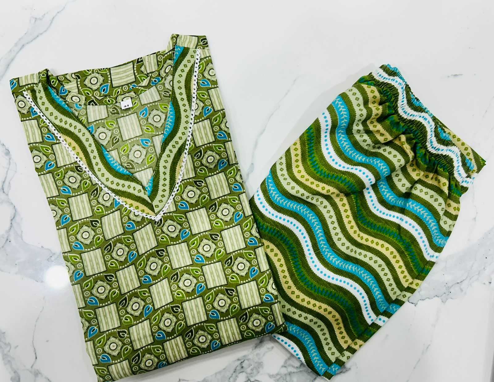 pr heritage slub fancy cotton readymade stylish regular wear big size kurti pant exports