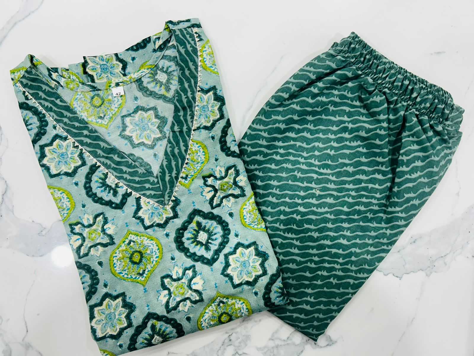 pr heritage slub fancy cotton readymade stylish regular wear big size kurti pant exports