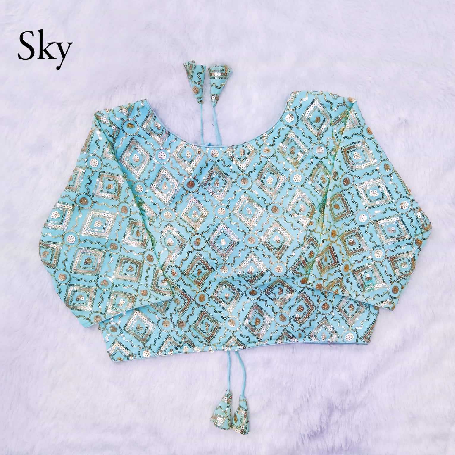 pr queen full stitch occastion wear sequence work georgette pretty look blouse collection