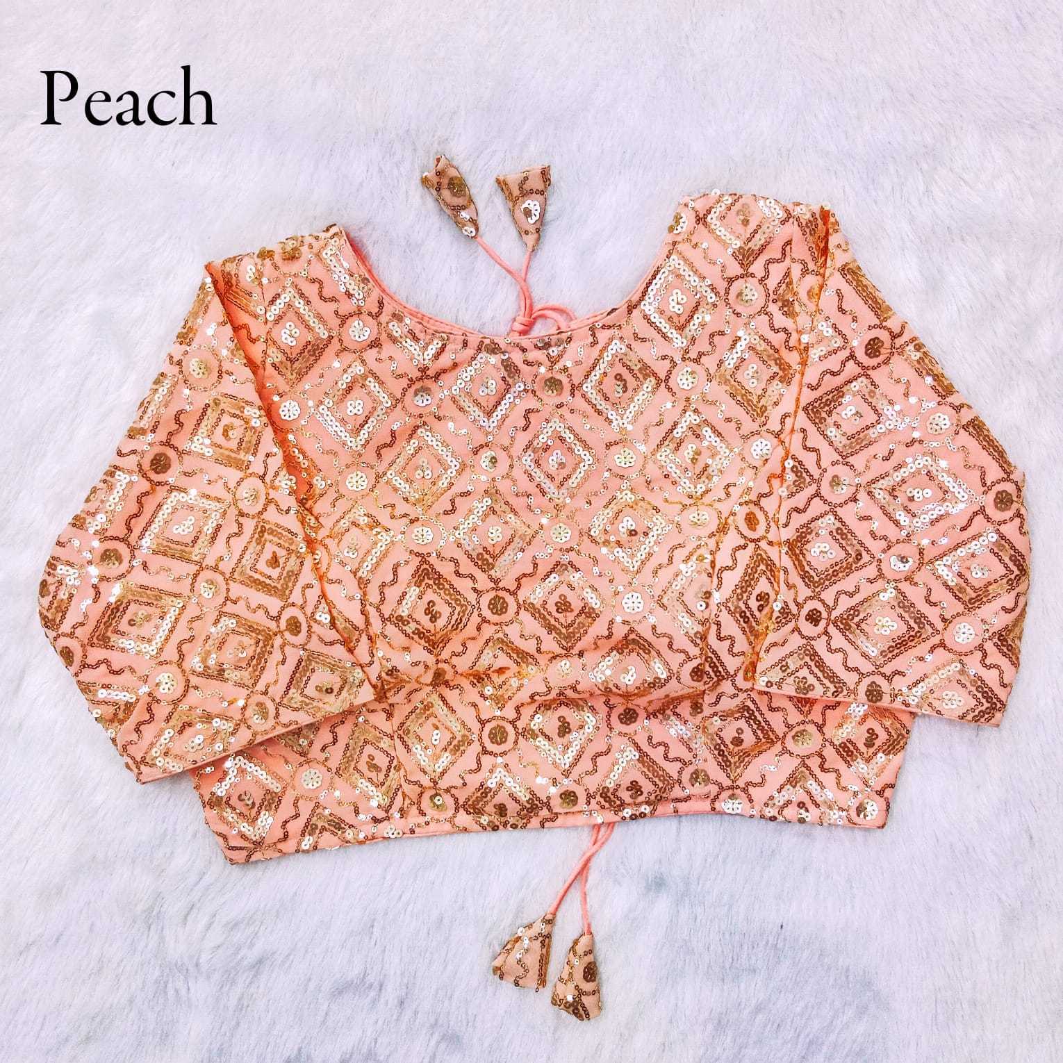 pr queen full stitch occastion wear sequence work georgette pretty look blouse collection