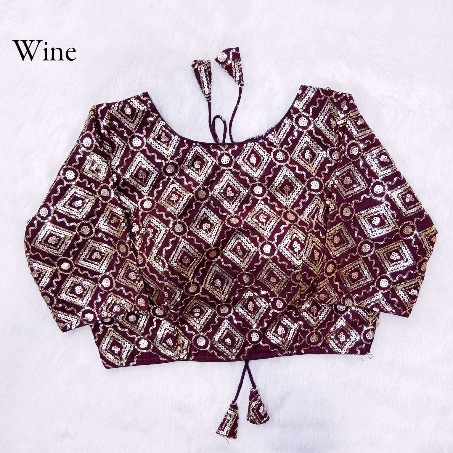 pr queen full stitch occastion wear sequence work georgette pretty look blouse collection