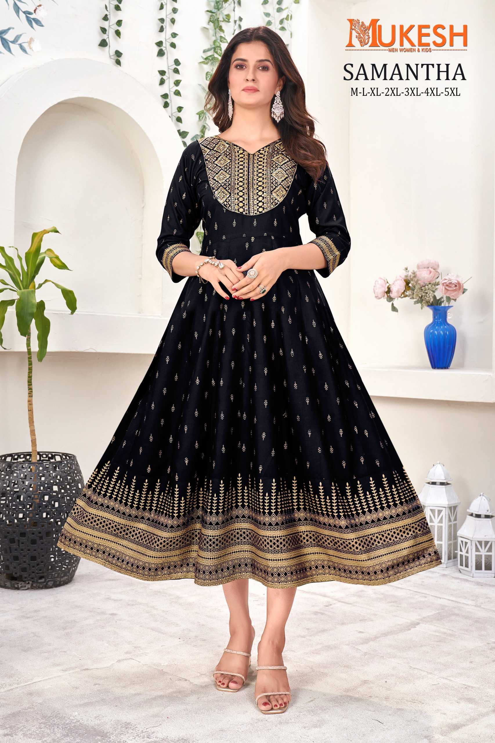 pr samantha readymade amazing design embroidered with sequence work big size frock style kurti 
