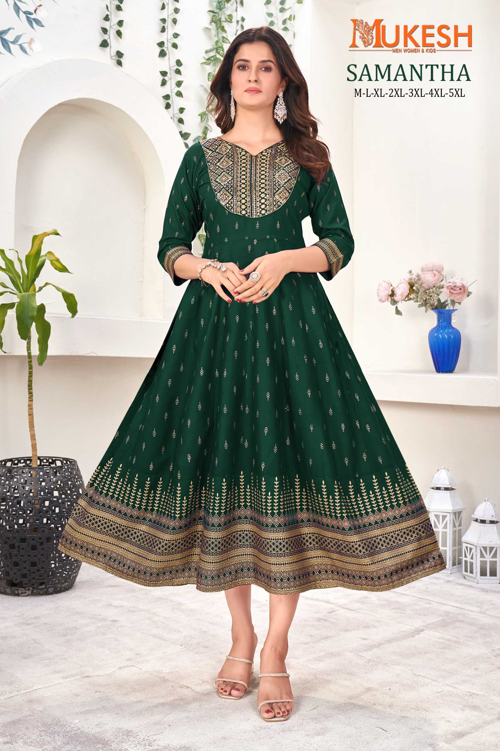 pr samantha readymade amazing design embroidered with sequence work big size frock style kurti 