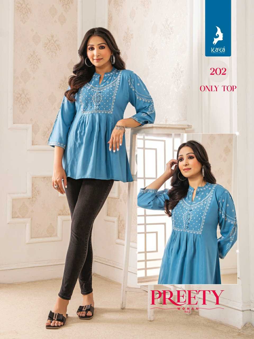 kaya presents pretty women vol 2 full stitch beautiful design big size short top wholesaler 