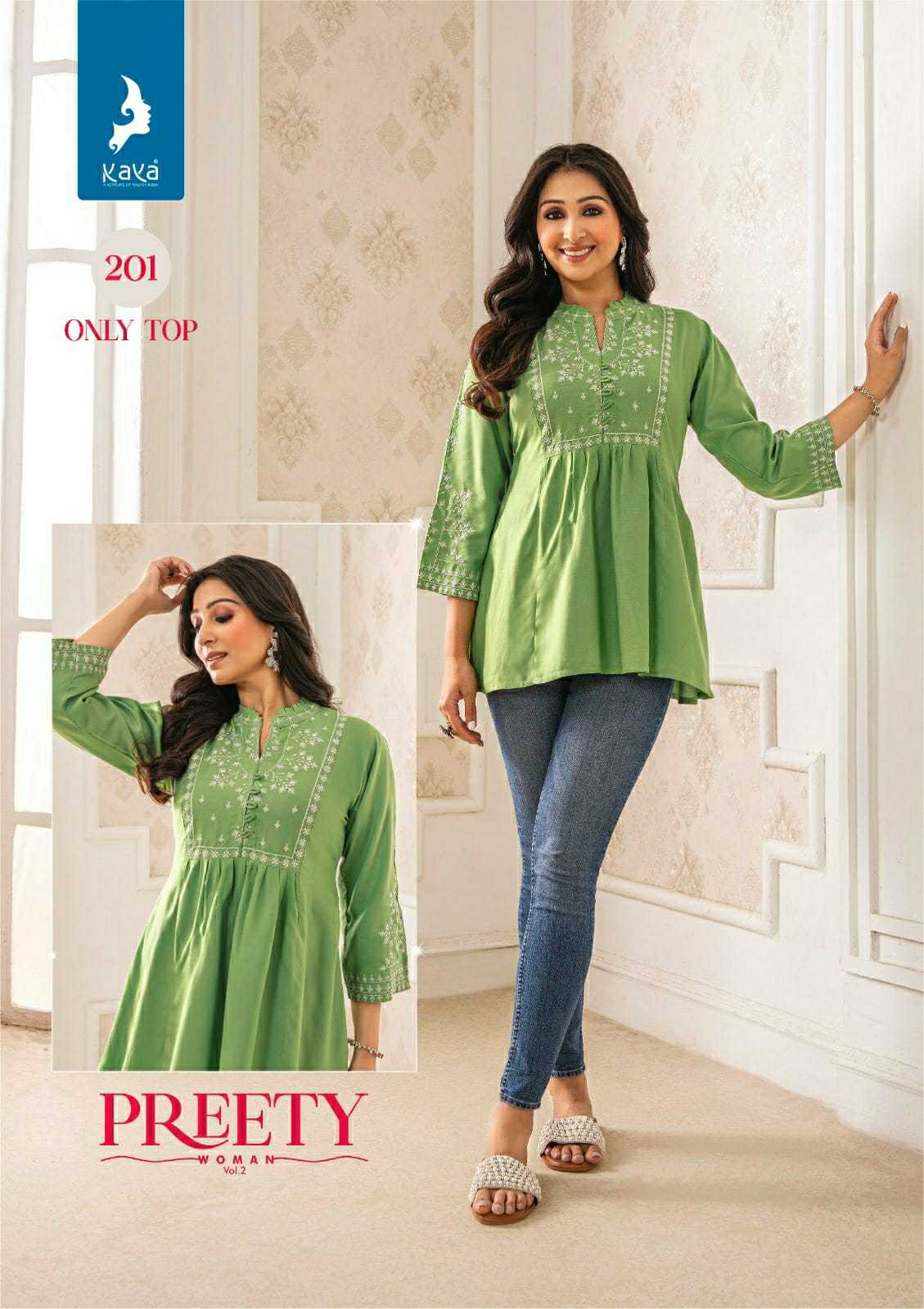kaya presents pretty women vol 2 full stitch beautiful design big size short top wholesaler 