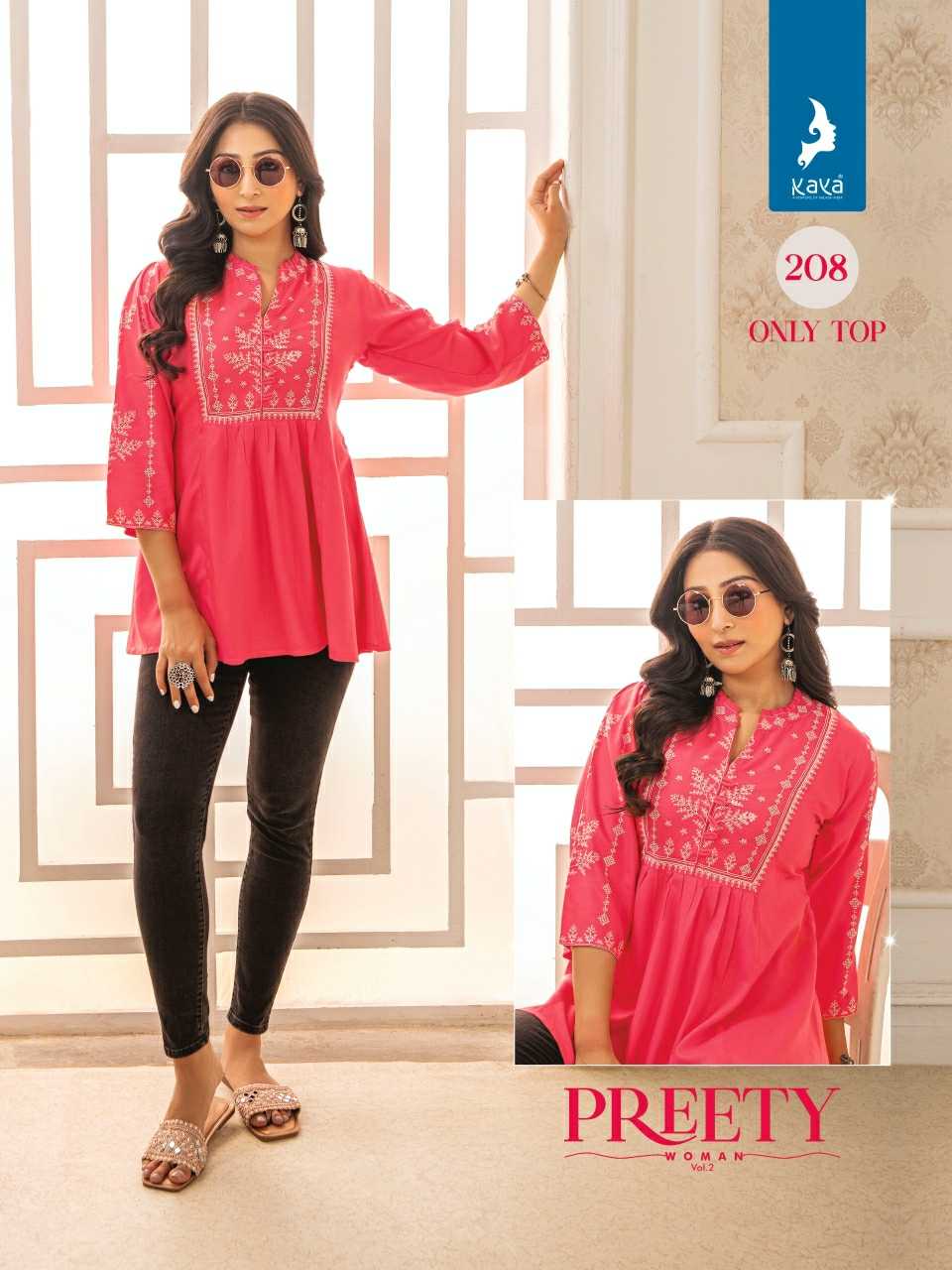 kaya presents pretty women vol 2 full stitch beautiful design big size short top wholesaler 
