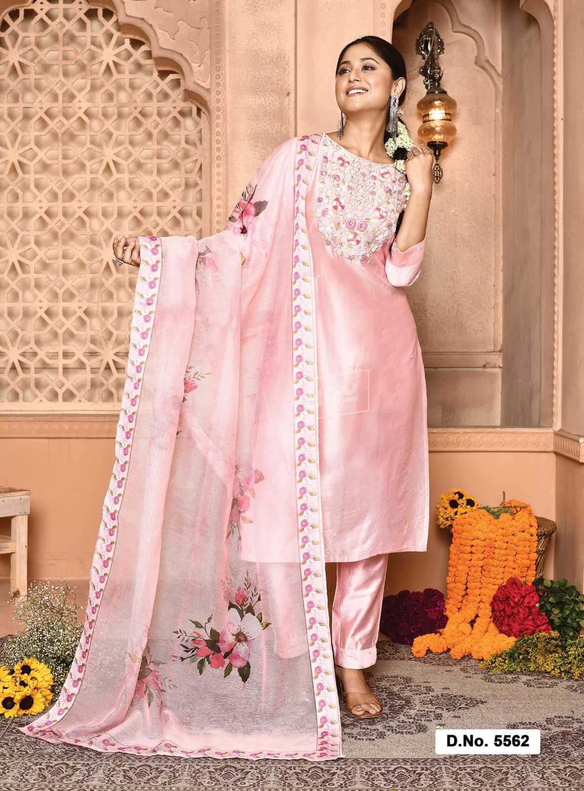 hru ramani vol 15 fashionable design nylon premium handwork full stitch big size 3pcs dress