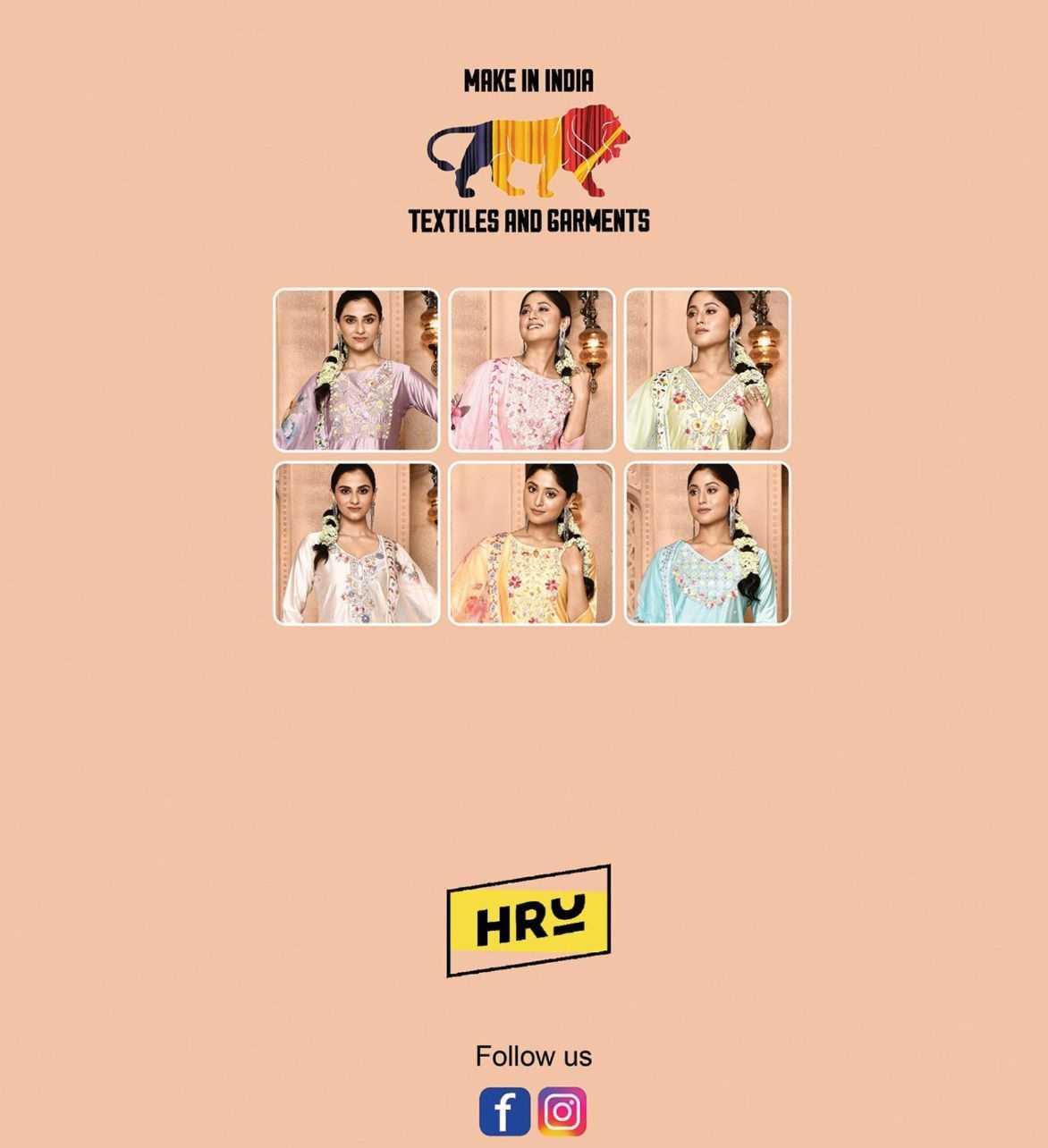hru ramani vol 15 fashionable design nylon premium handwork full stitch big size 3pcs dress