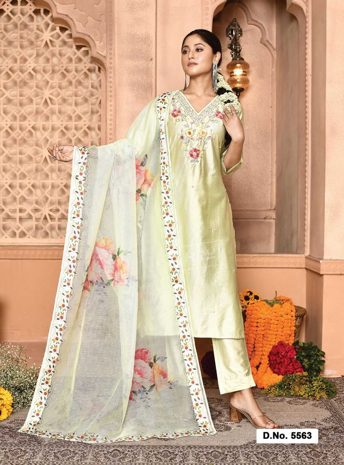 hru ramani vol 15 fashionable design nylon premium handwork full stitch big size 3pcs dress
