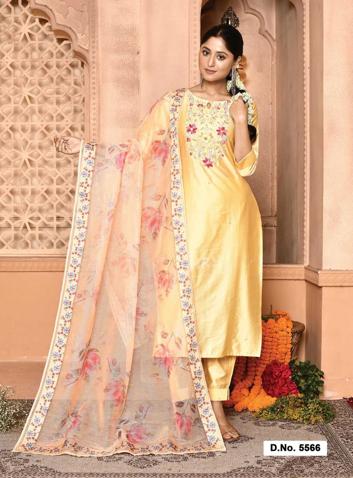 hru ramani vol 15 fashionable design nylon premium handwork full stitch big size 3pcs dress