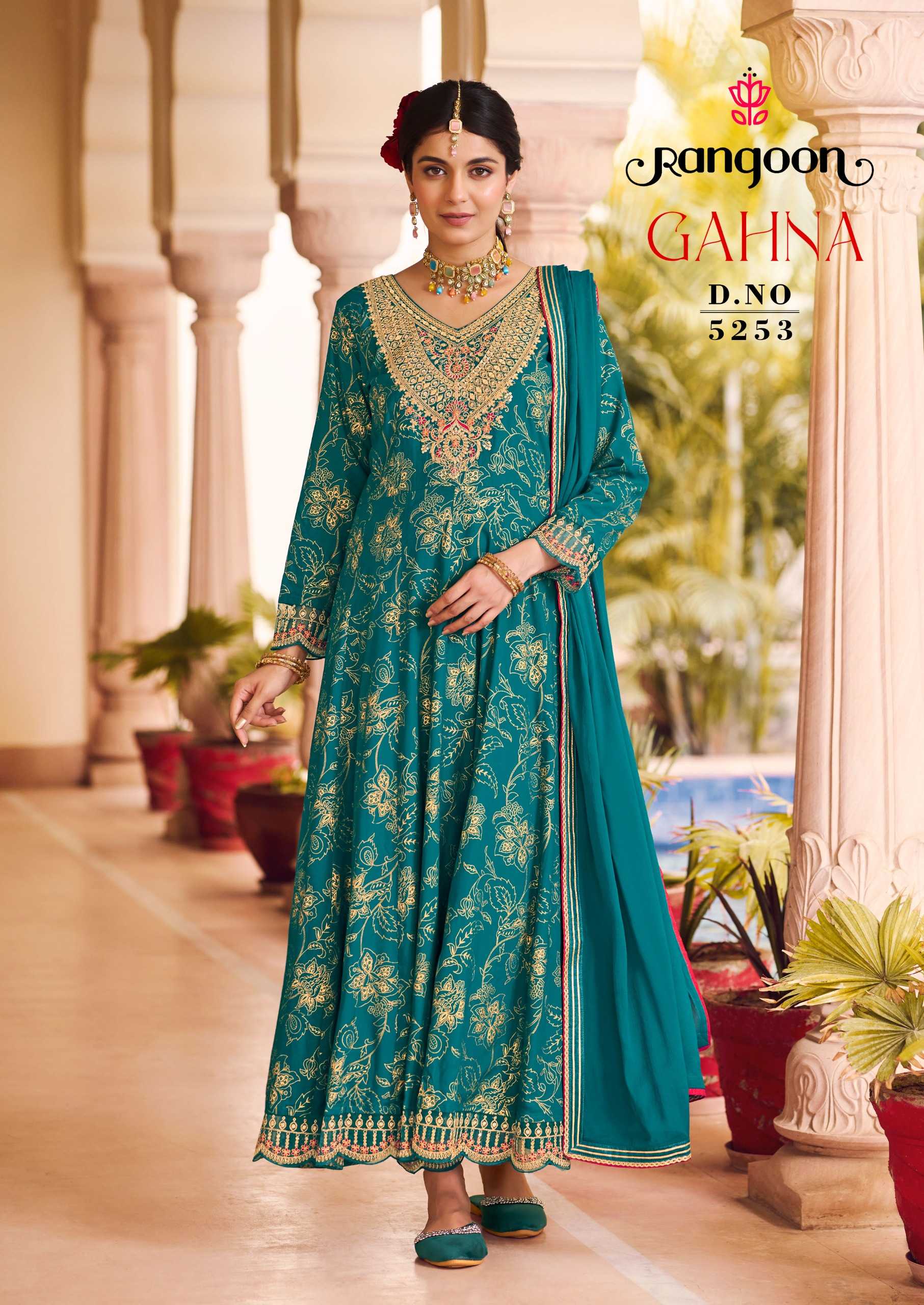 gahna by rangoon new launch hit design full stitch rayon print anarkali style big size salwar suit