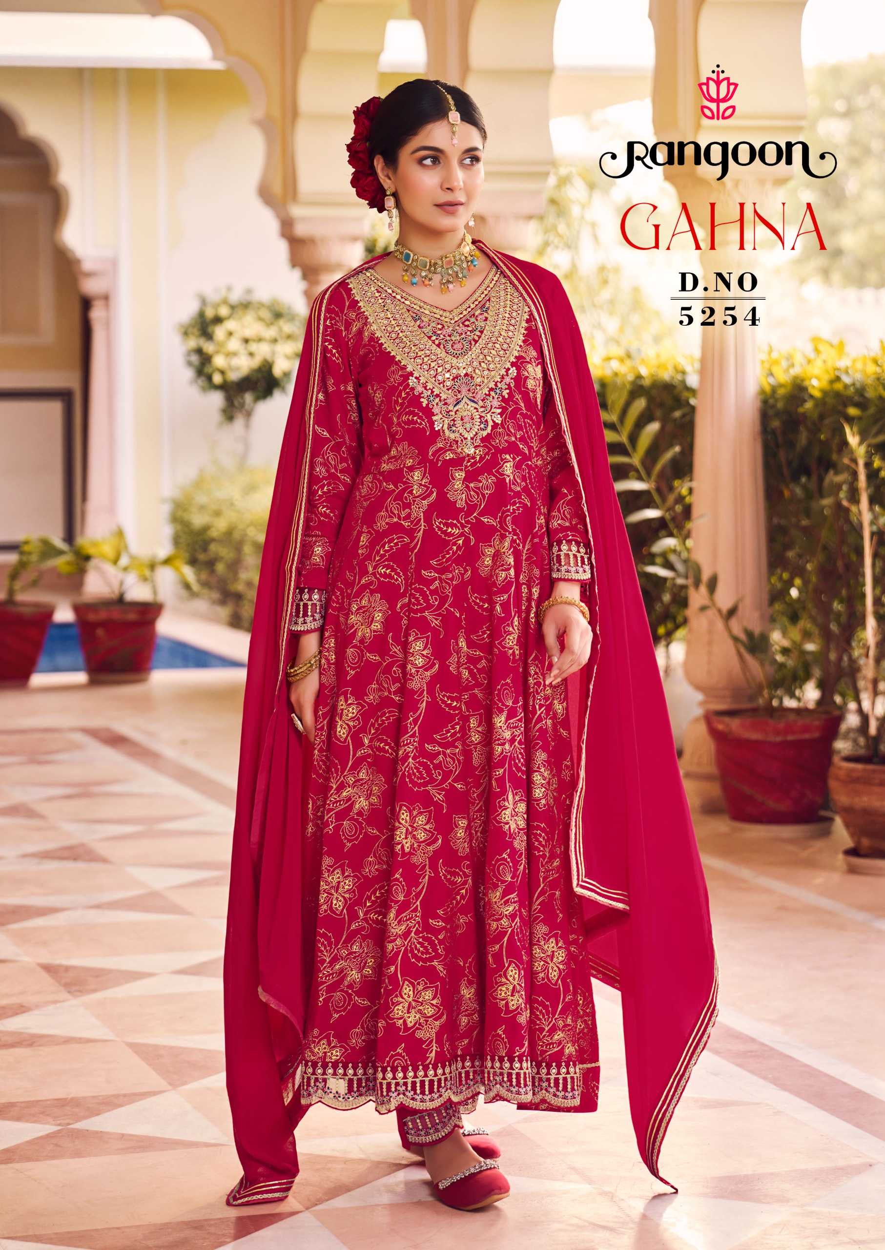 gahna by rangoon new launch hit design full stitch rayon print anarkali style big size salwar suit