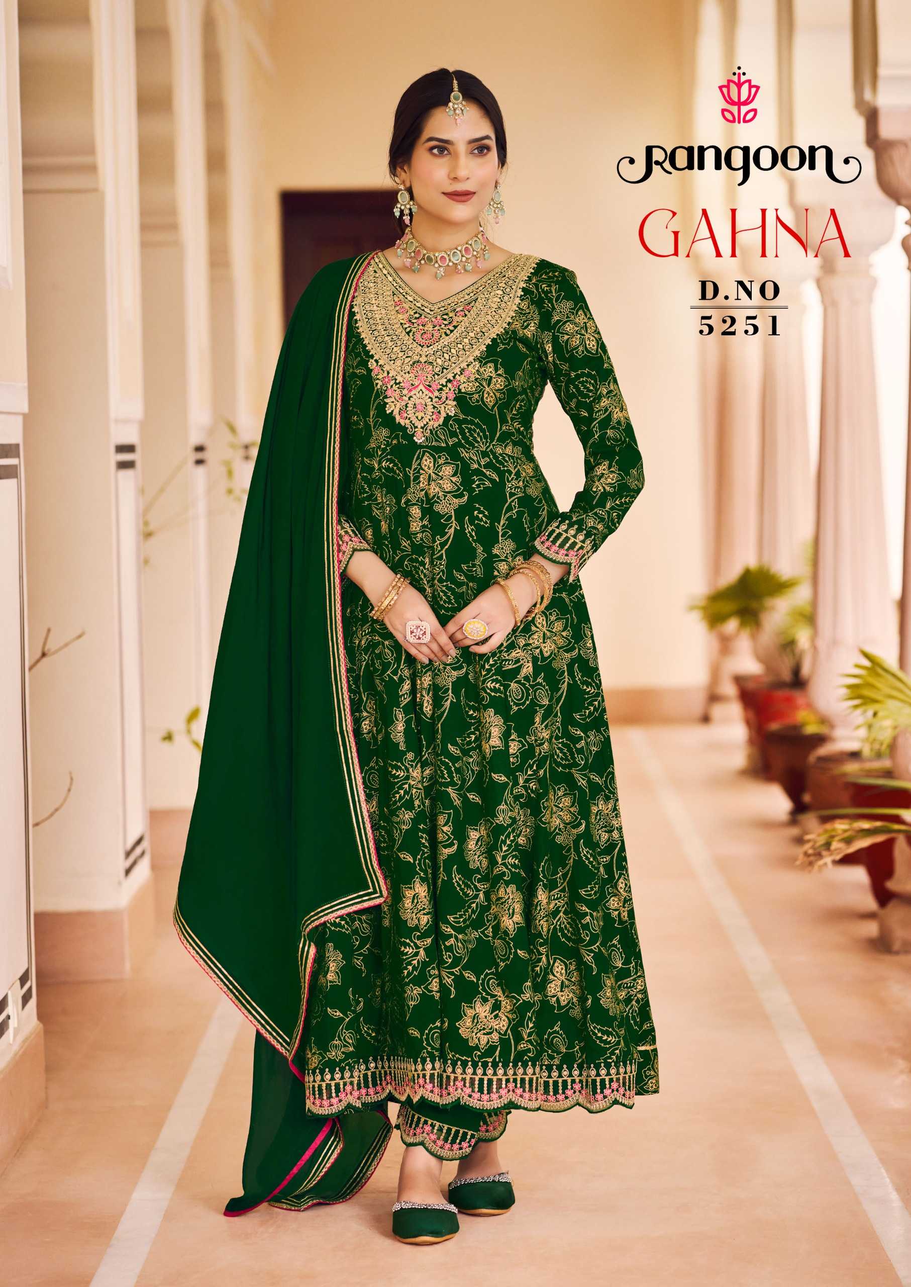 gahna by rangoon new launch hit design full stitch rayon print anarkali style big size salwar suit