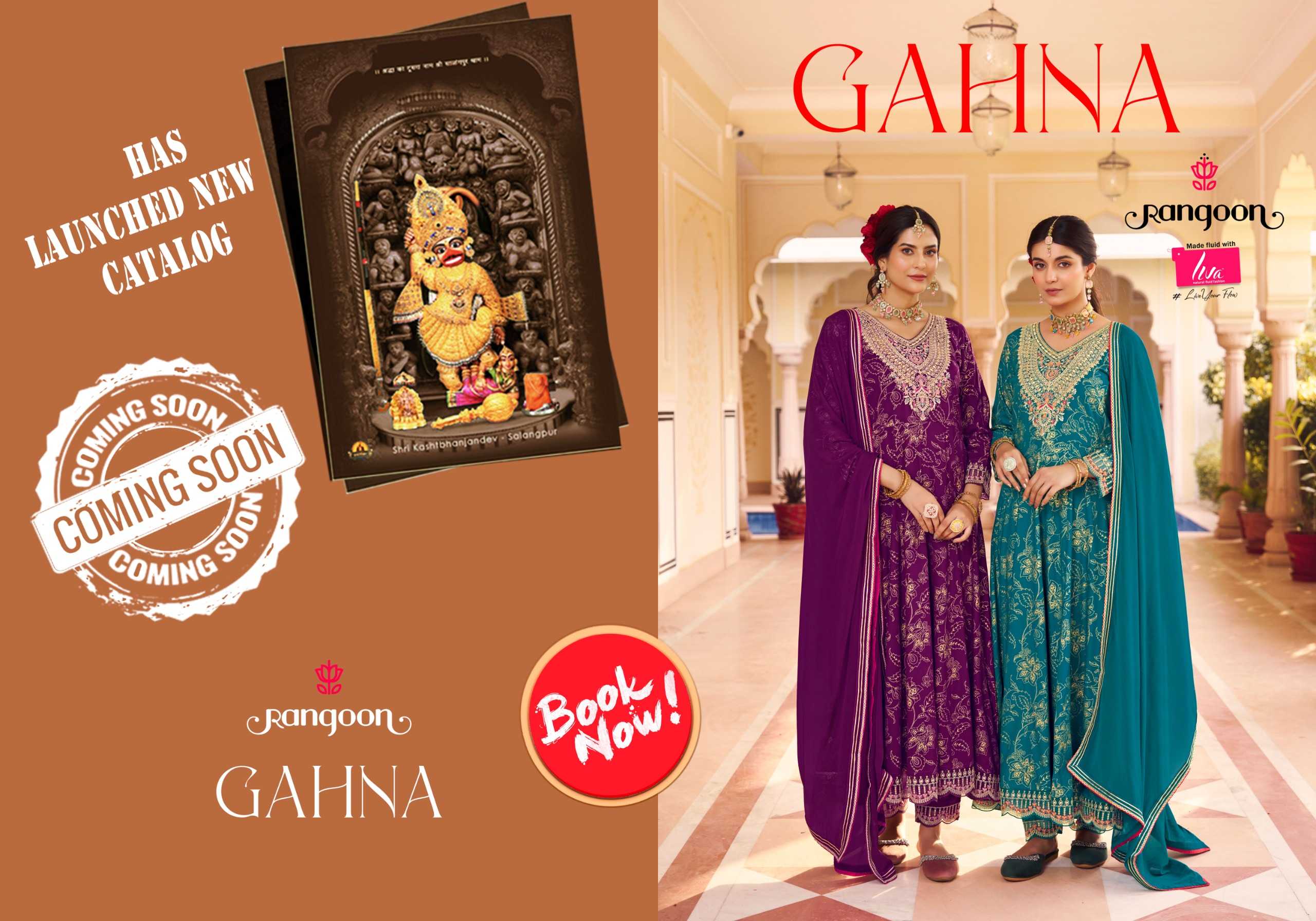 gahna by rangoon new launch hit design full stitch rayon print anarkali style big size salwar suit